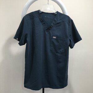 FIGS Dark Harbor LEON 3 Pocket Short Sleeve V Neck Medical Scrub Shirt Top